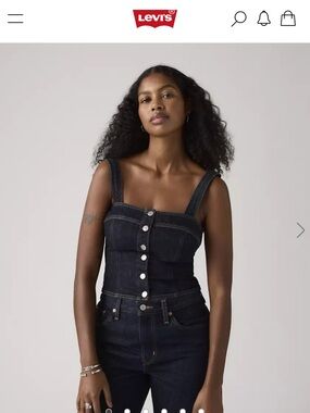 Levi's Dark Indigo Button-Front Denim Corset Top NWT